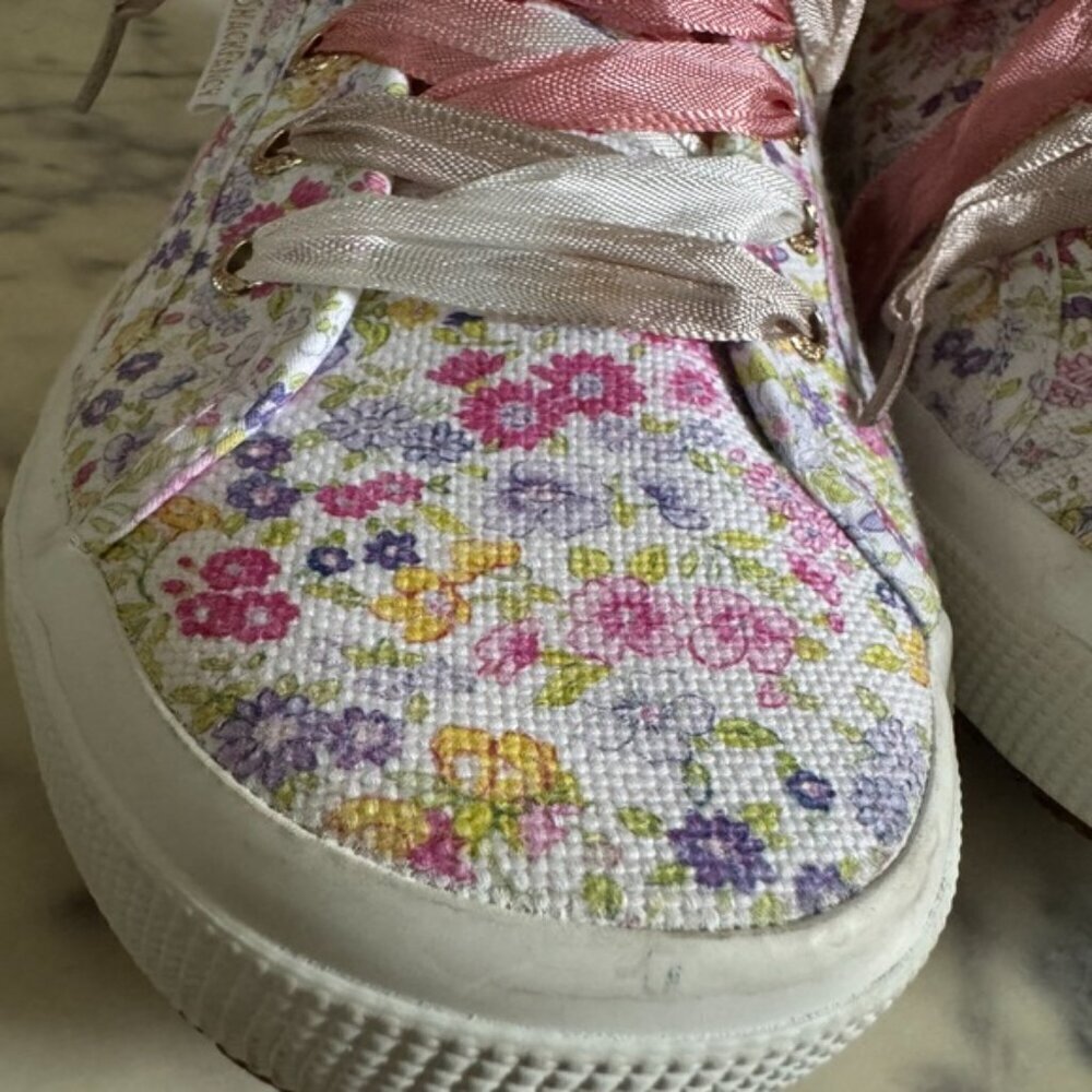 Superga X Loveshackfancy Floral High Top Canvas Sneakers Size US 9 - Picture 6 of 9